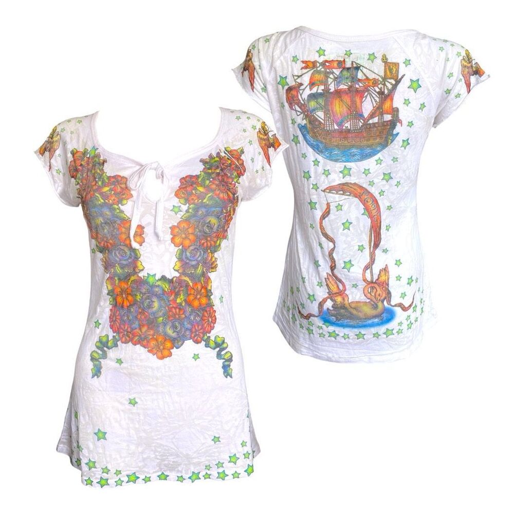 butterfly dropout cyber graphic burnout top
